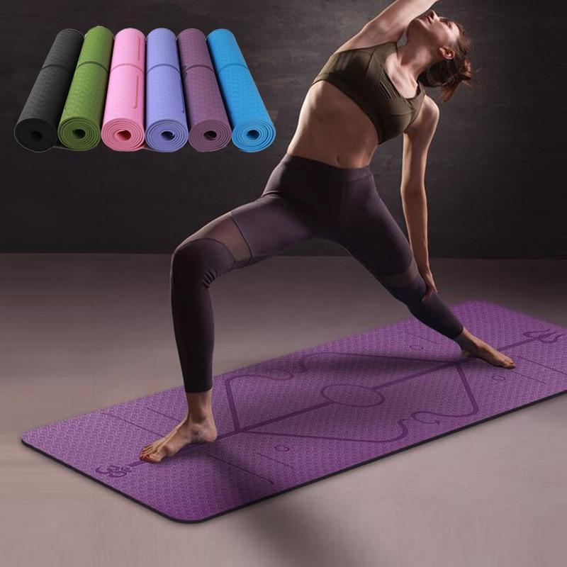 Non-Slip Yoga Mat with Alignment Lines
